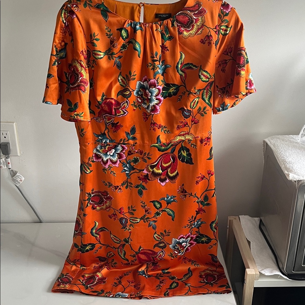 Ann Taylor Factory Orange Floral Midi Dress